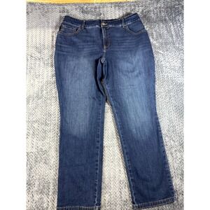 Lee Jeans Women 18W Plus Blue Instantly Slims Relaxed Fit Straight Leg High Rise